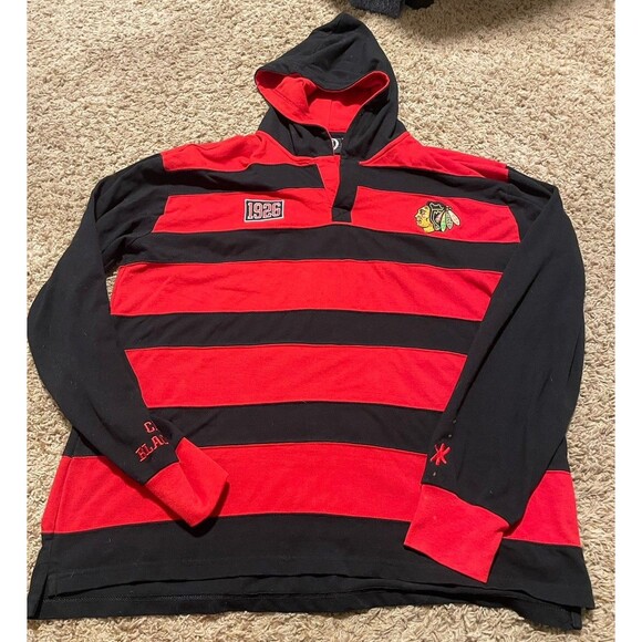 Chicago Blackhawks Rugby Pullover Hoodie by Starter Or KLEW. Size XL - Picture 6 of 9